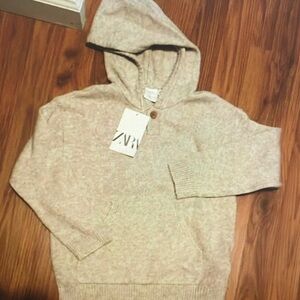 Zara Light Tan Knit Hoodie